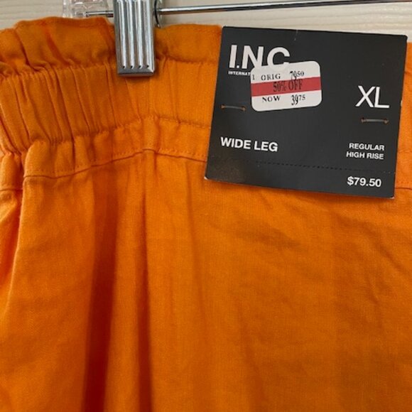 NWT - INC Wide leg orange linen pants - size XL - Picture 2 of 4